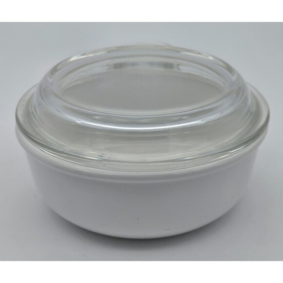 Corning Grab It Bowl P-150-B White with Pyrex Clear Glass Lid Ovenware Dish Lid - Picture 2 of 9